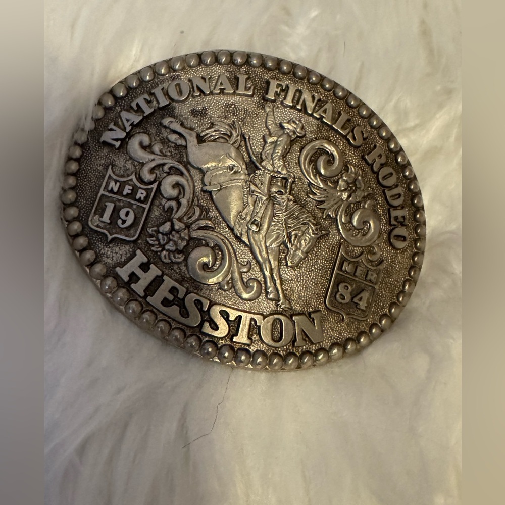 Fred Fellows silver national finals rodeo belt buckle